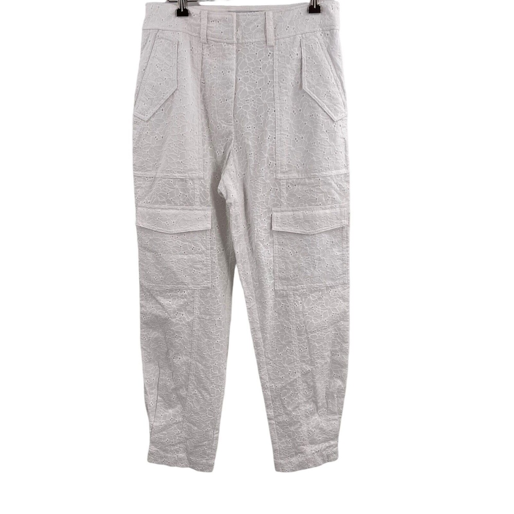 Derek Lam 10 Crosby Pant White Eyelet Lace Mila Cargo Feminine Boho‎ Size 6 New